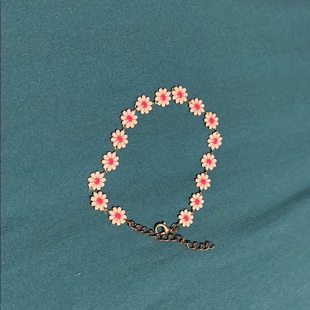 Pink Daisy Chain Bracelet